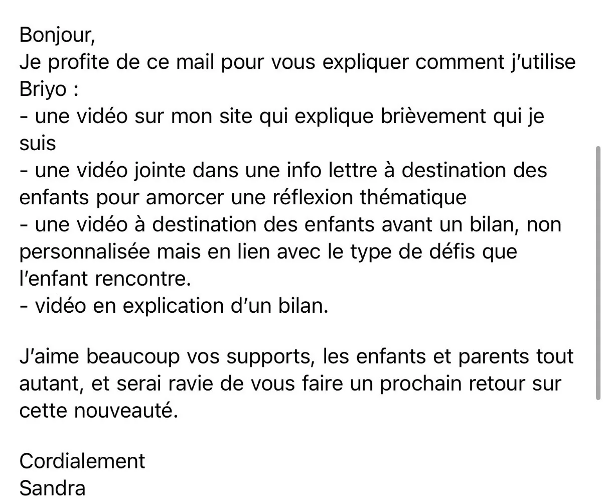 Sandra explique les quatre façons dont elle utilise Briyo avec ses patients